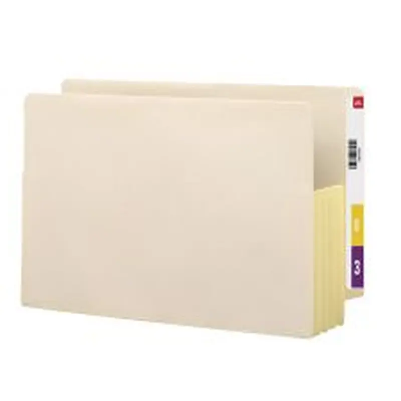 Smead Economical End-Tab Pockets, Straight Cut, Legal Size, Manila, Pack Of 10