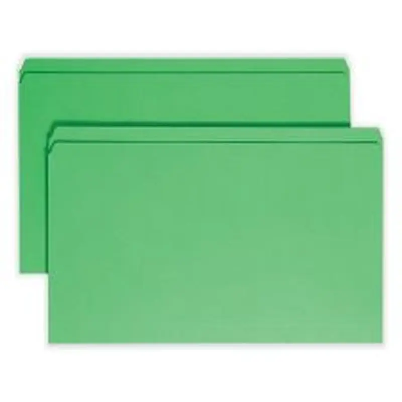 Smead Reinforced Top Tab Colored File Folders, Straight Tabs, Legal Size, 0.75" Expansion, Green, 100/Box