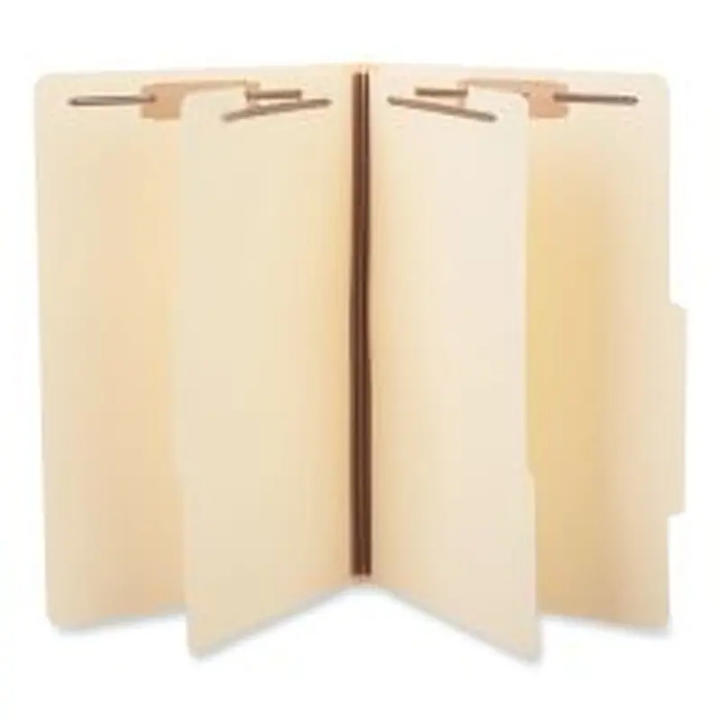 Universal Six-Section Classification Folders, 2" Expansion, 2 Dividers, 6 Fasteners, Legal Size, Manila Exterior, 15/Box