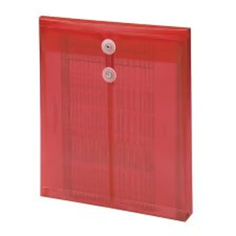 Smead Poly Envelopes With String-Tie Closure, Top Load, 1 1/4" Expansion, Letter Size, Red, Pack Of 5 Envelopes