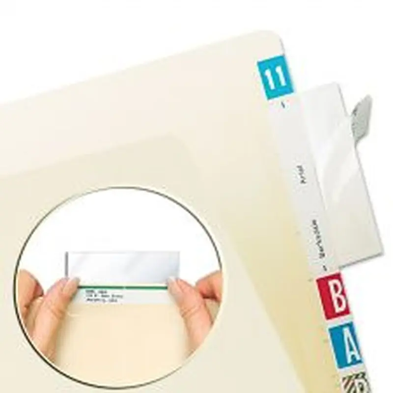 Tabbies Self-Adhesive Label/File Folder Protector, Top Tab, 3.5 x 2, Clear, 500/Box