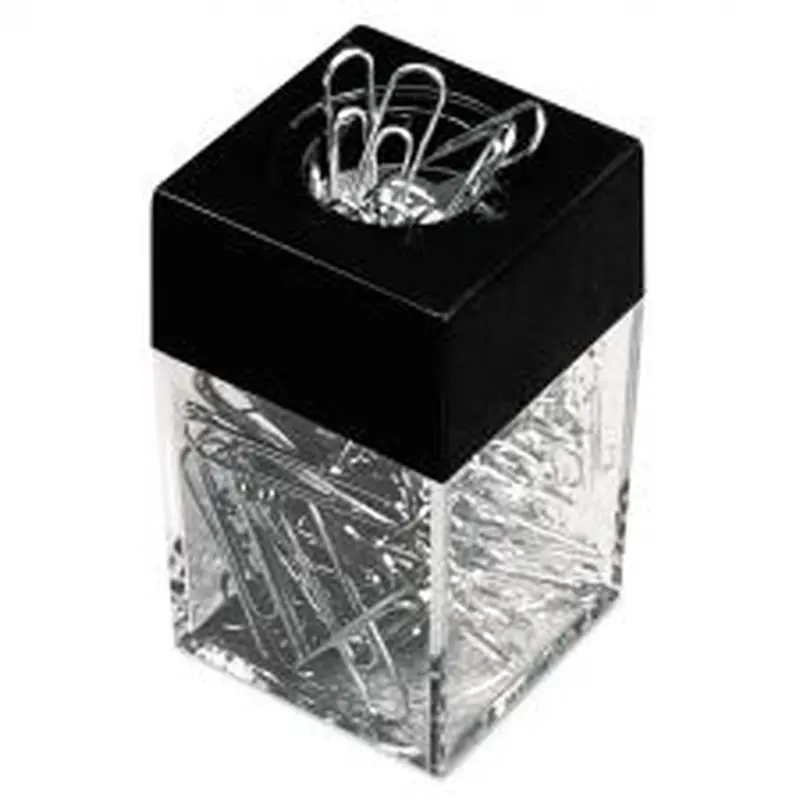 Universal Paper Clips with (1) Magnetic-Top Desktop Dispenser, #1, Smooth, Silver, 100 Clips/Pack, 12 Packs/Box
