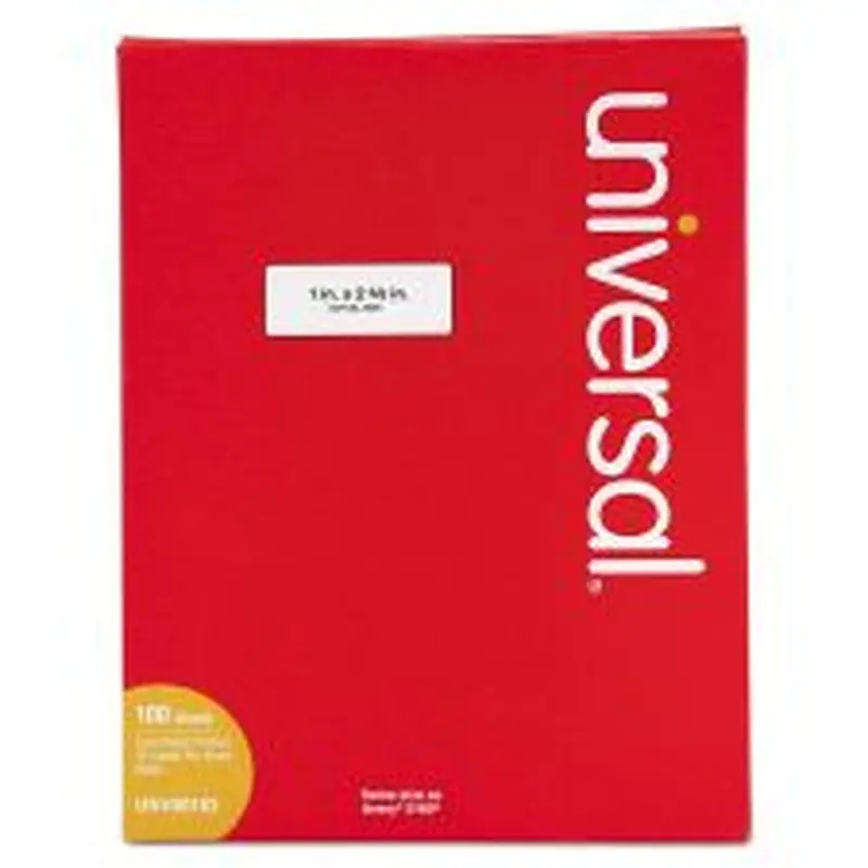 Universal White Labels, Inkjet/Laser Printers, 1 x 2.63, White, 30/Sheet, 100 Sheets/Box