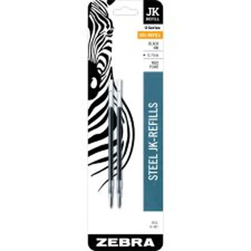 Zebra Pen JK Gel Pen Refills, Pack Of 2, Medium Point, 0.7 mm, Black Ink