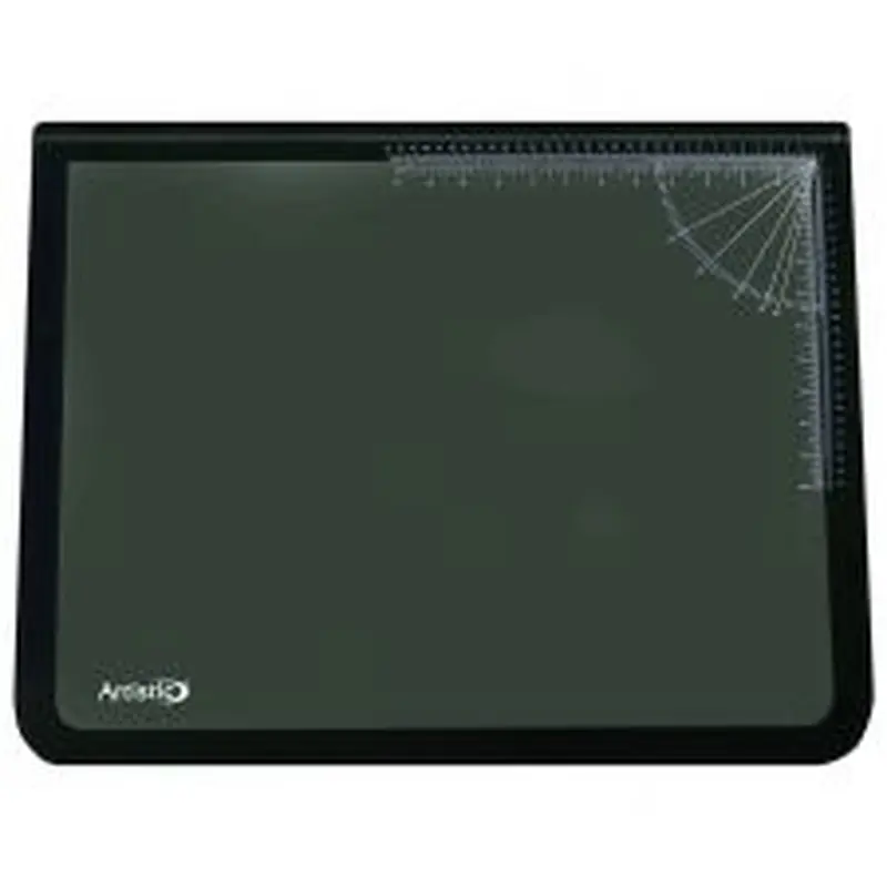 Artistic Desk Pad with Transparent Lift-Top Overlay and Antimicrobial Protection, 24" x 19", Black Pad, Transparent Frost Overlay