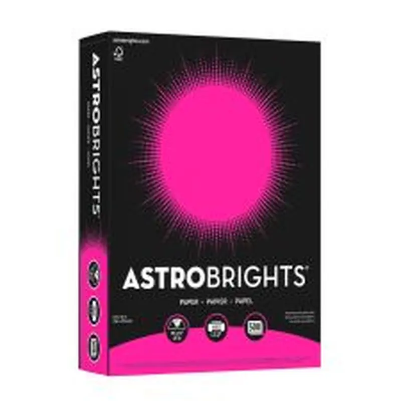 Astrobrights Color Multi-Use Printer & Copy Paper, 1 Ream, Fireball Fuchsia, Letter (8.5" x 11"), 500 Sheets Per Ream, 24 Lb, 94 Brightness