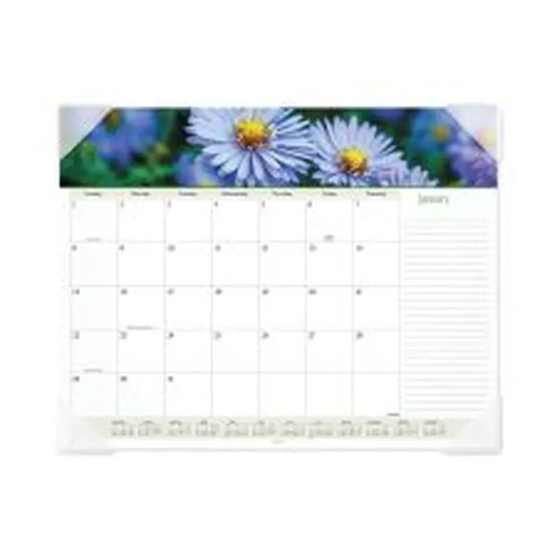 AT-A-GLANCE Floral Panoramic Desk Pad, Floral Photography, 22 x 17, White/Multicolor Sheets, Clear Corners, 12-Month (Jan-Dec): 2023