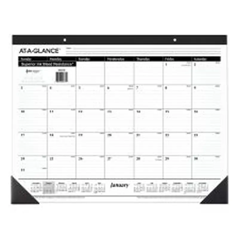 AT-A-GLANCE Ruled Desk Pad, 22 x 17, White Sheets, Black Binding, Black Corners, 12-Month (Jan to Dec): 2026