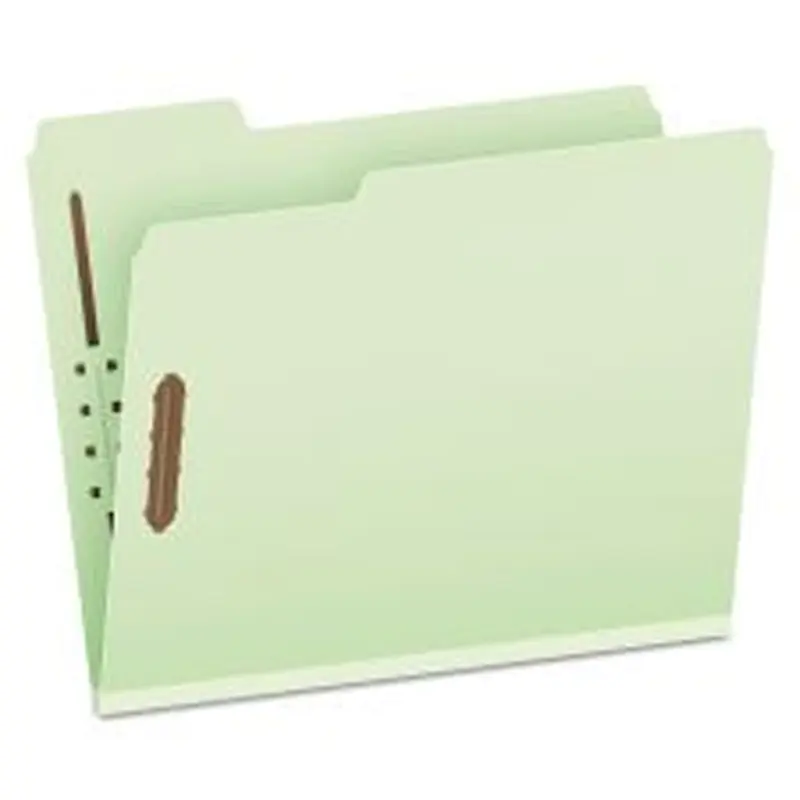 Pendaflex Heavy-Duty Pressboard Folders with Embossed Fasteners, 1/3-Cut Tabs, 3" Expansion, 2 Fasteners, Letter Size, Green, 25/Box