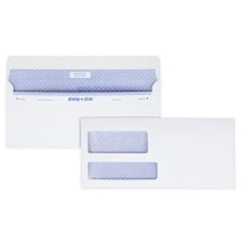 Quality Park #9 Reveal-N-Seal Business Security Double-Window Envelopes, Left Windows (Top/Bottom), Self Seal, White, Box Of 500