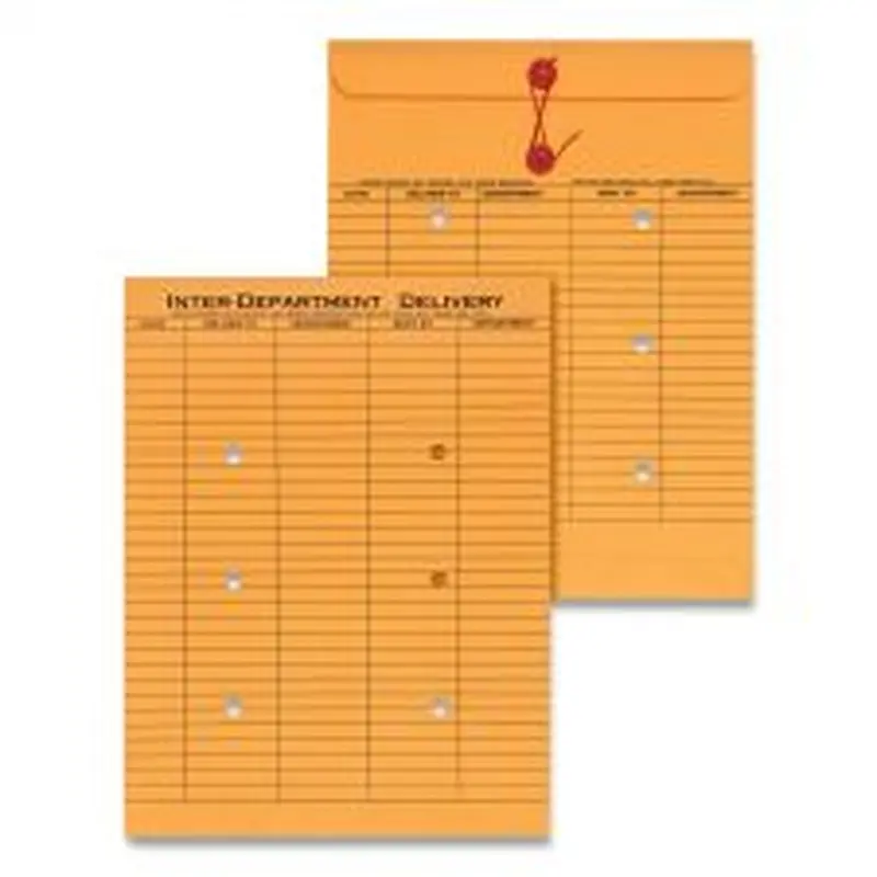 Universal Light Brown Kraft String/Button Interoffice Envelope, #97, Two-Sided Five-Column Format, 10 x 13, Light Brown Kraft, 100/Box