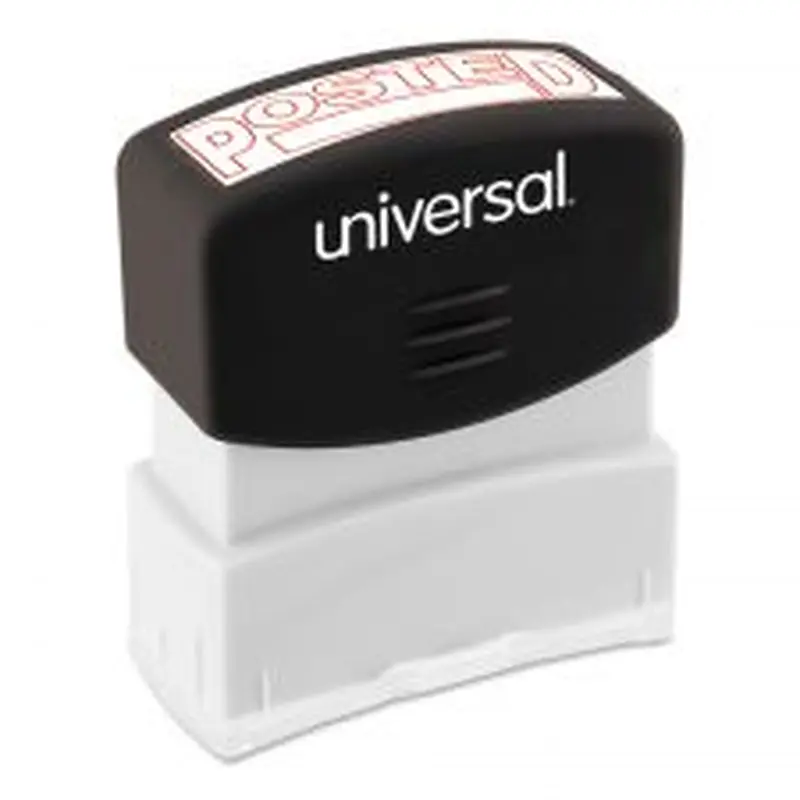 Universal Pre-Inked Message Stamp, Posted, 1 11/16" x 9/16" Impression, Red