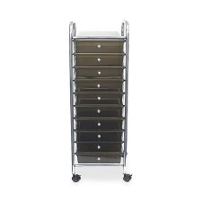 Advantus 10-Drawer Organizer With Casters, 37 1/2"H x 15 1/2"W x 13"D, Smoke
