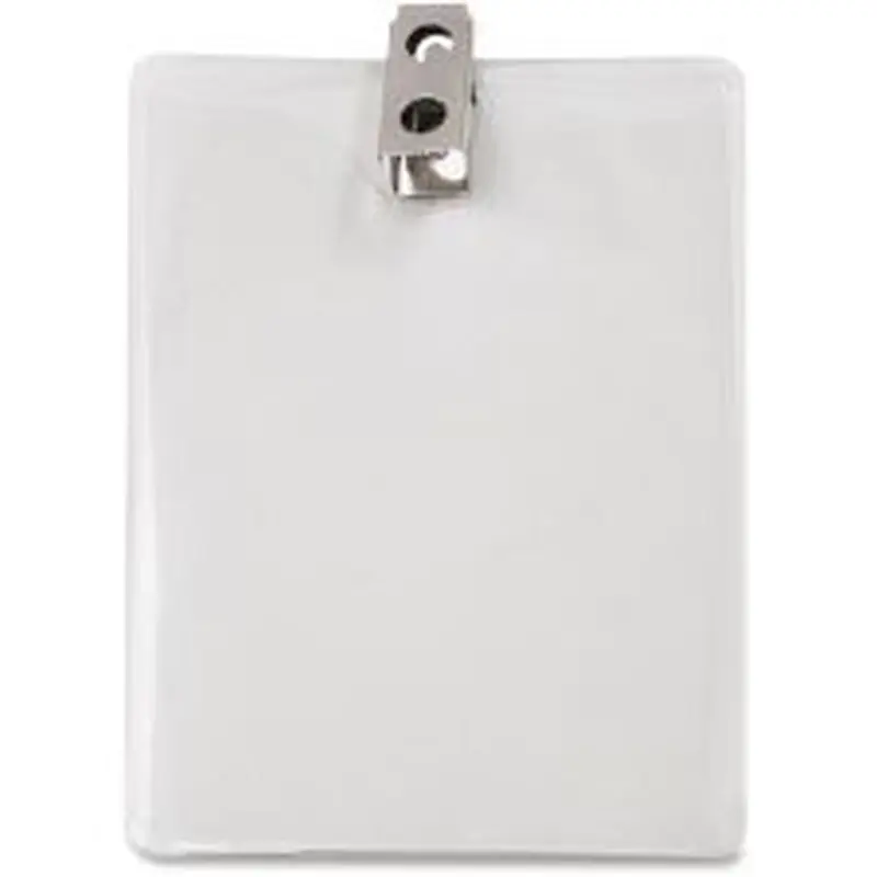 Advantus Vertical Badge Holder with Clip - 3" x 4" - Vinyl - 50 / Pack - Clear