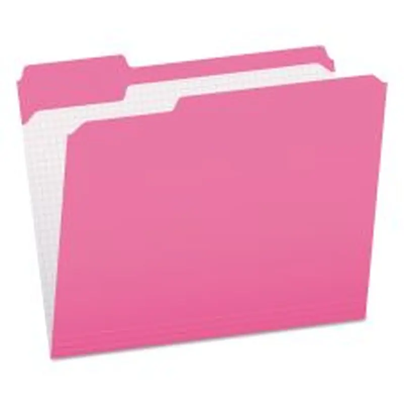 Pendaflex Double-Ply Reinforced Top Tab Colored File Folders, 1/3-Cut Tabs: Assorted, Letter Size, 0.75" Expansion, Pink, 100/Box