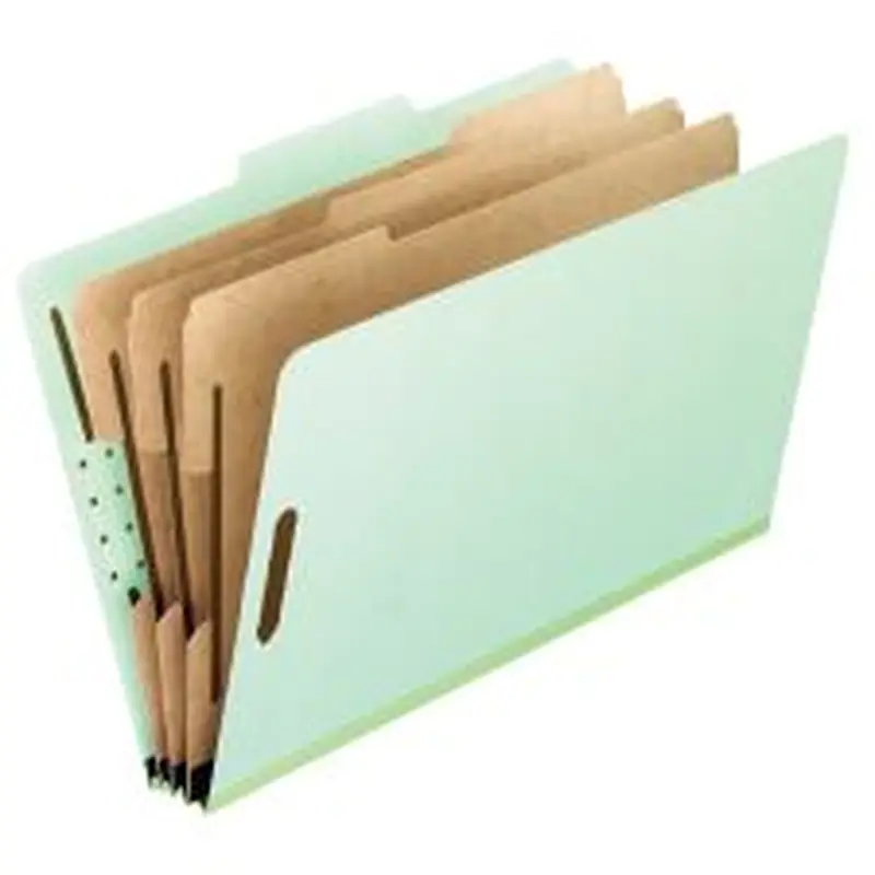 Pendaflex Pressboard Classification Folders, 3" Expansion, Letter Size, Light Green, Box Of 10 Folders