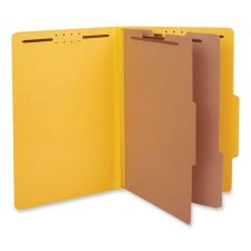 Universal Bright Colored Pressboard Classification Folders, 2" Expansion, 2 Dividers, 6 Fasteners, Legal Size, Yellow Exterior, 10/Box
