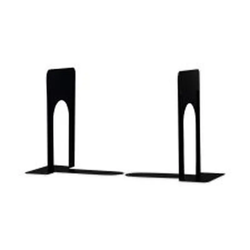Universal Jumbo Deluxe Economy Bookends, Nonskid Base, 5.88 x 8.25 x 9, Heavy Gauge Steel, Black, Pair