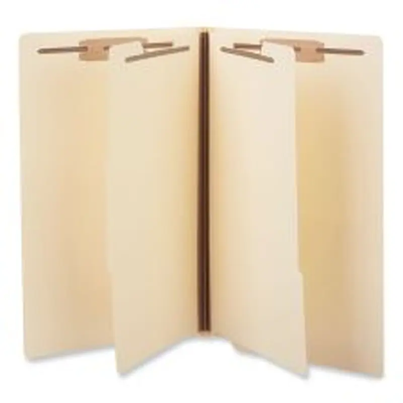 Universal Six-Section Manila End Tab Classification Folders, 2" Expansion, 2 Dividers, 6 Fasteners, Legal Size, Manila Exterior, 10/Box