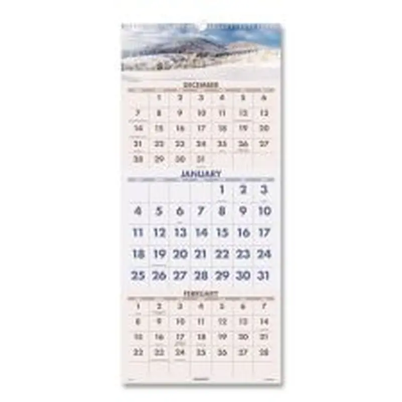 AT-A-GLANCE Scenic Three-Month Wall Calendar, Landscape Photography, 12 x 27, White Sheets, 14-Month: Dec 2025 to Jan 2027