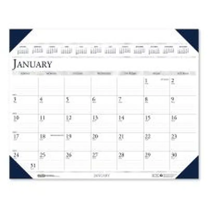House of Doolittle Executive Monthly Desk Pad Calendar, 24 x 19, White/Blue Sheets, Blue Corners, 12-Month (Jan to Dec): 2026