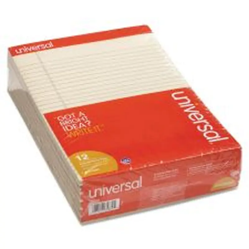 Universal Color Perforated Notepads, 8 1/2" x 11", Legal Ruled, 100 Pages (50 Sheets), Ivory, Pack Of 12