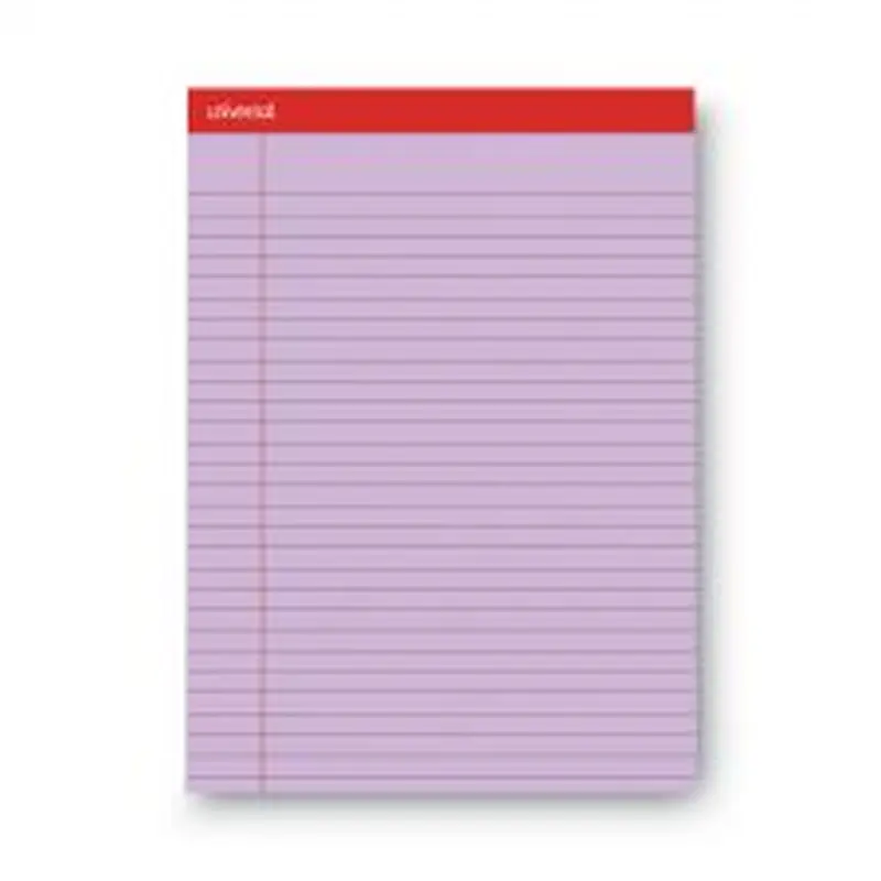 Universal Colored Perforated Ruled Writing Pads, Wide/Legal Rule, 50 Orchid 8.5 x 11 Sheets, Dozen
