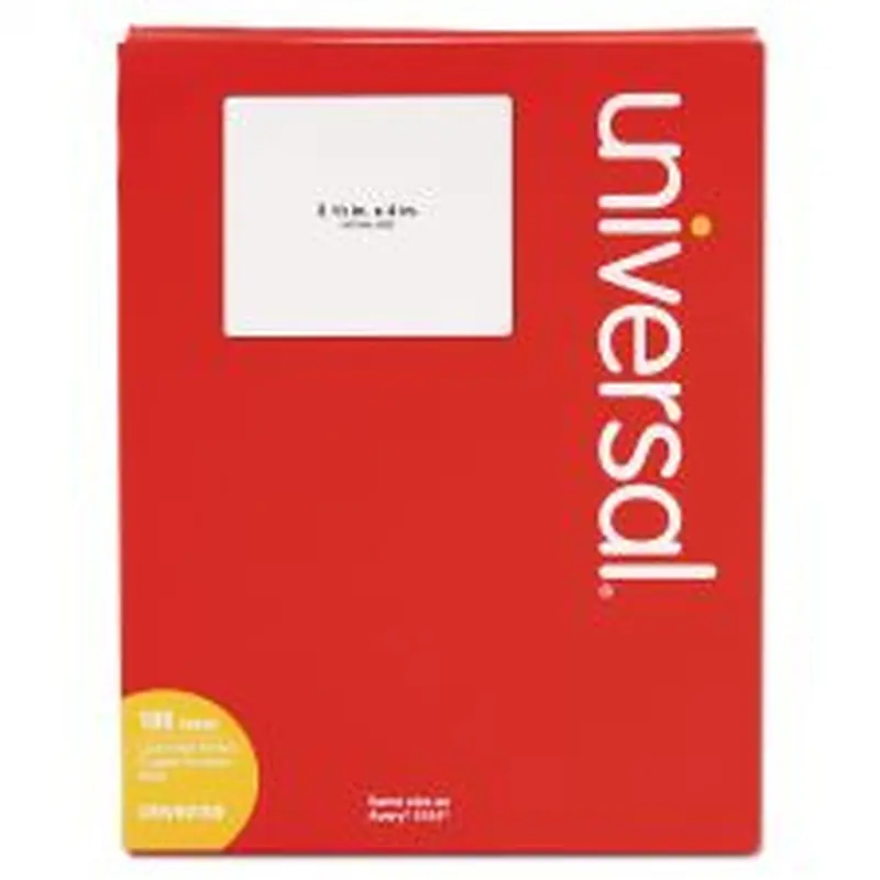 Universal White Labels, Inkjet/Laser Printers, 3.33 x 4, White, 6/Sheet, 100 Sheets/Box