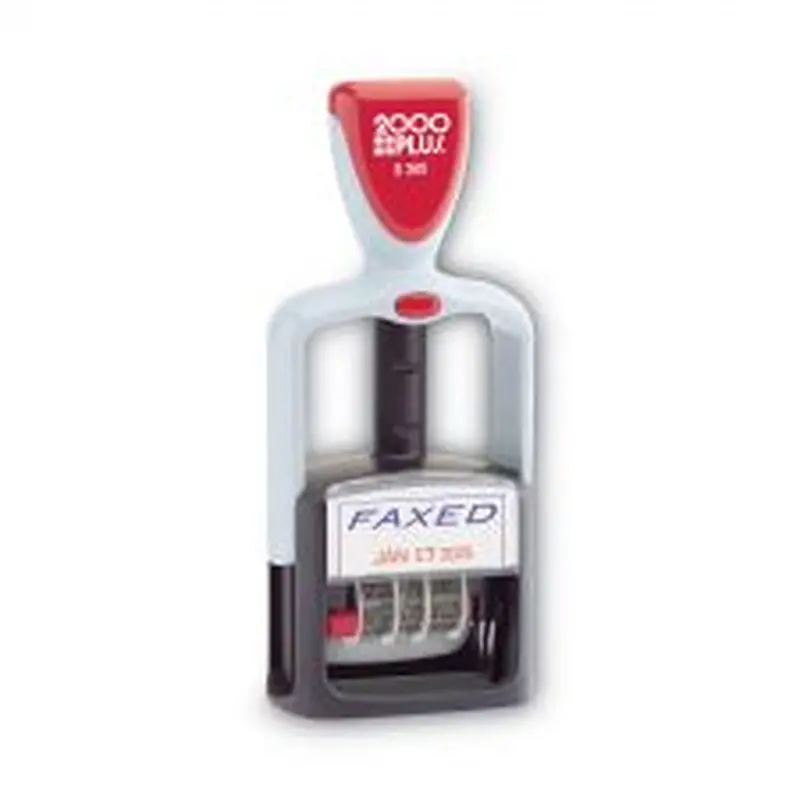 COSCO 2000PLUS Model S 360 Two-Color Message Dater, 1.75 x 1, "Faxed," Self-Inking, Blue/Red
