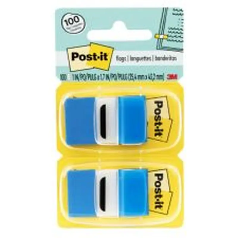 Post-it Flags, 1" x 1 -11/16", Blue, 50 Flags Per Pad, Pack Of 12 Pads