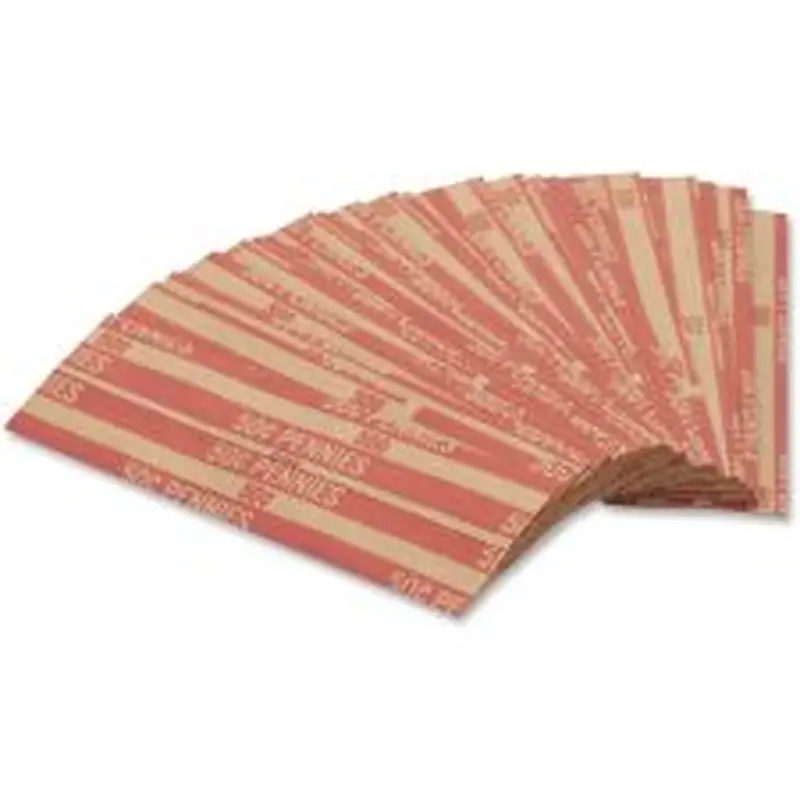PAP-R Flat Coin Wrappers - Total $0.50 in 50 Coins of 1 Denomination - Heavy Duty - Paper - Red