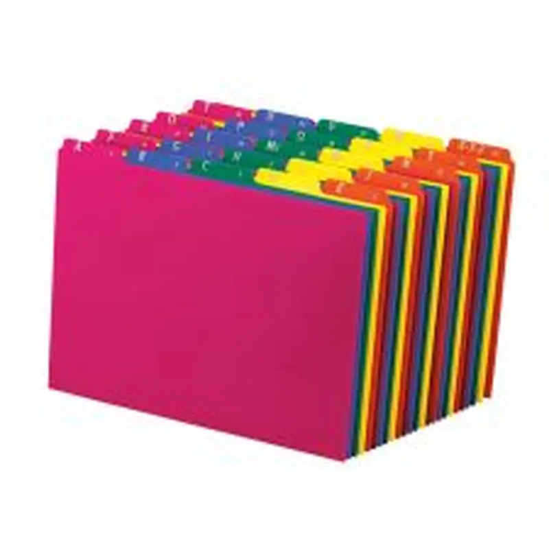 Pendaflex Top-Tab A-Z File Guides, Polypropylene, Letter Size, 1/5-Cut Tab, Assorted Colors, Pack Of 25