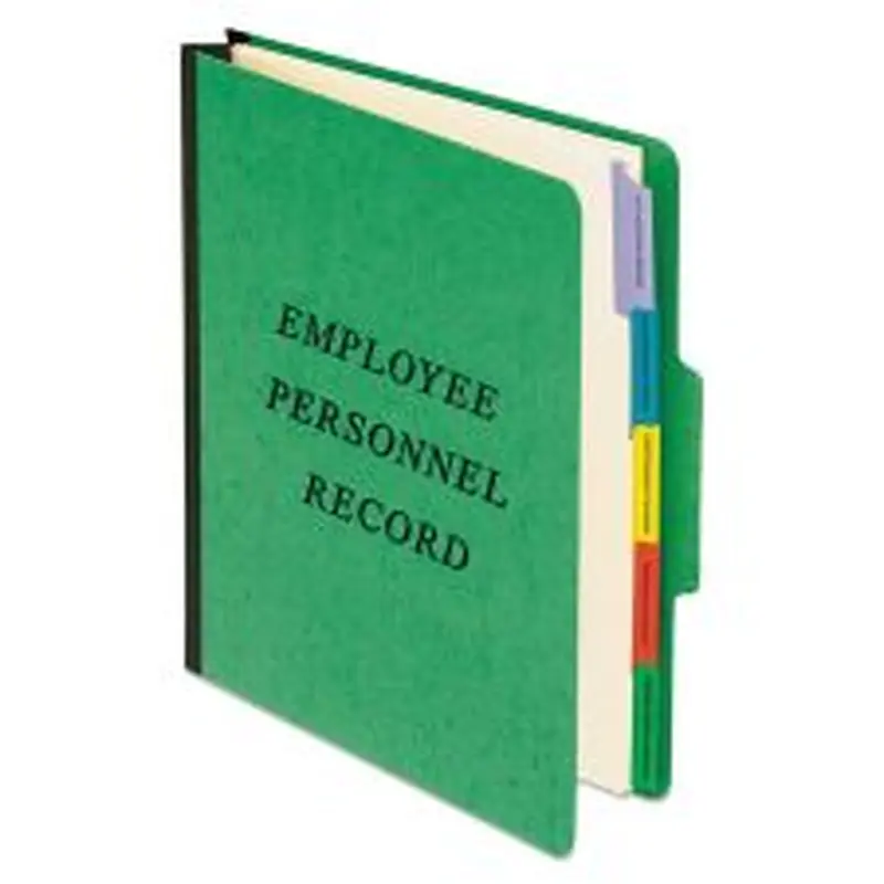 Pendaflex Vertical-Style Personnel Folders, 2" Expansion, 5 Dividers, 2 Fasteners, Letter Size, Green Exterior