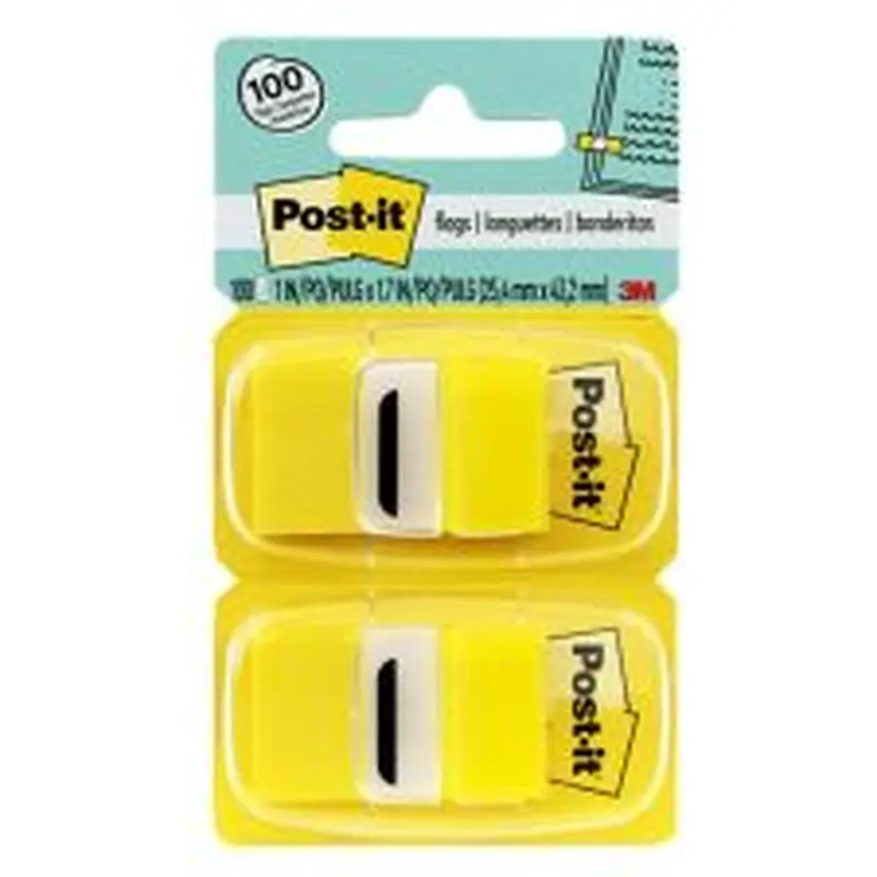 Post-it Flags, 1 in. x 1.7 in., 12 Dispensers, 50 Flags/Dispenser, Yellow, Back to School Supplies for Students, Flags for Textbooks and Notebooks