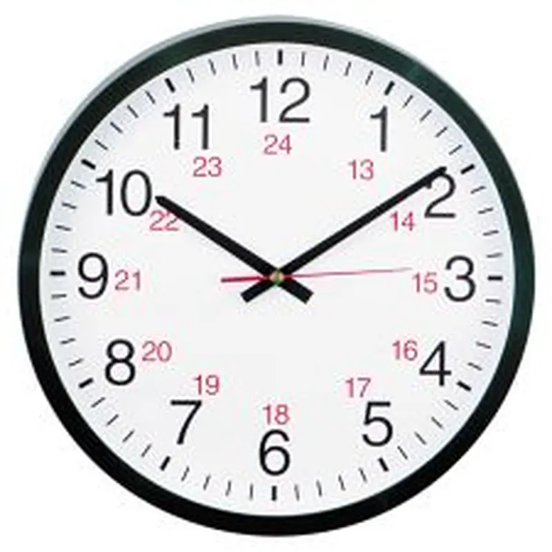 Universal 24-Hour Round Wall Clock, 12 5/8", Black