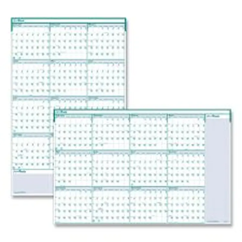 House of Doolittle Express Track Recycled Reversible/Erasable Yearly Wall Calendar, 24 x 37, White/Teal Sheets, 12-Month (Jan to Dec): 2026