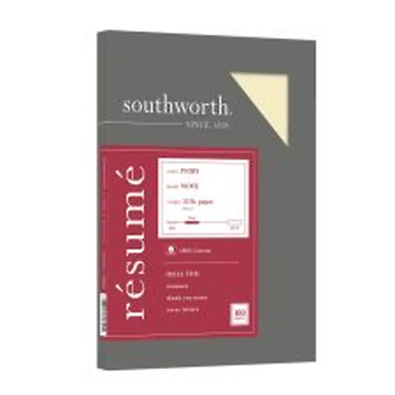 Southworth 100% Cotton Rsum Paper, 8 1/2" x 11", 32 Lb, 100% Recycled, Ivory, Pack Of 100