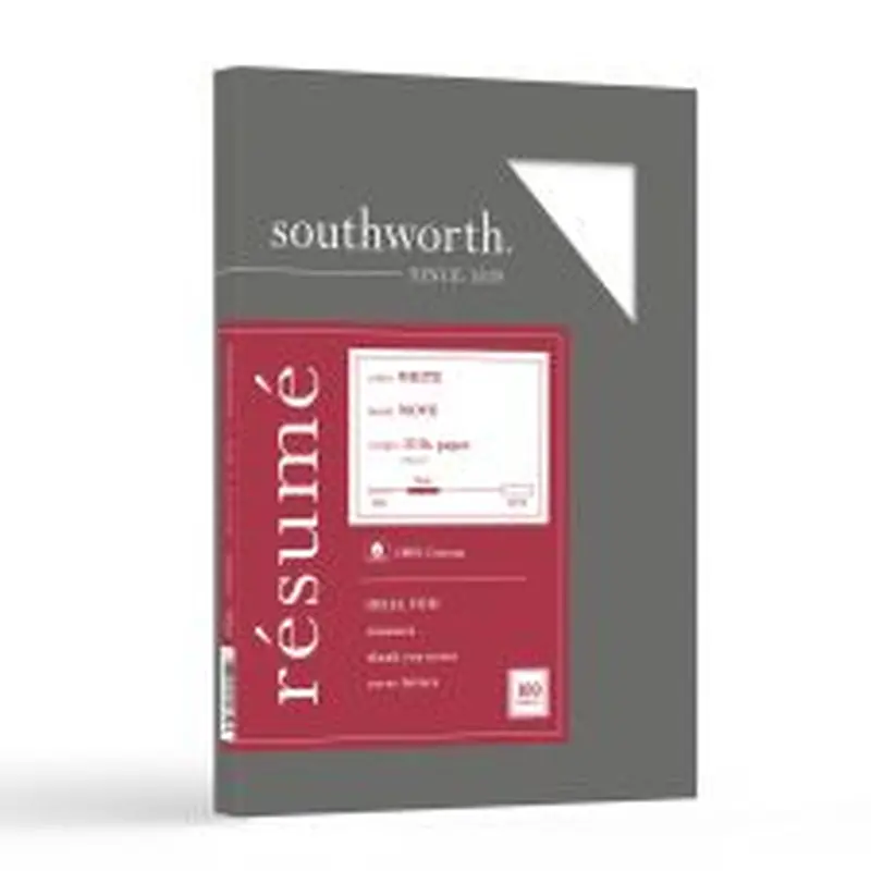 Southworth 100% Cotton Rsum Paper, 8 1/2" x 11", 32 Lb, 100% Recycled, White, Pack Of 100