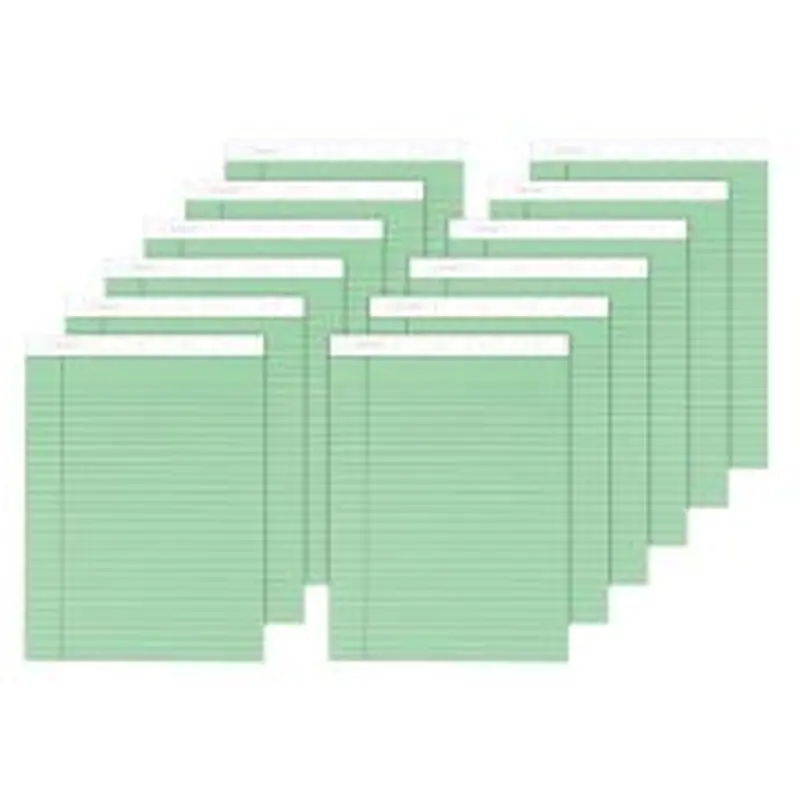 TOPS Prism  Color Writing Pads, 8 1/2" x 11 3/4", 100% Recycled Legal Ruled, 50 Sheets, Green, Pack Of 12 Pads