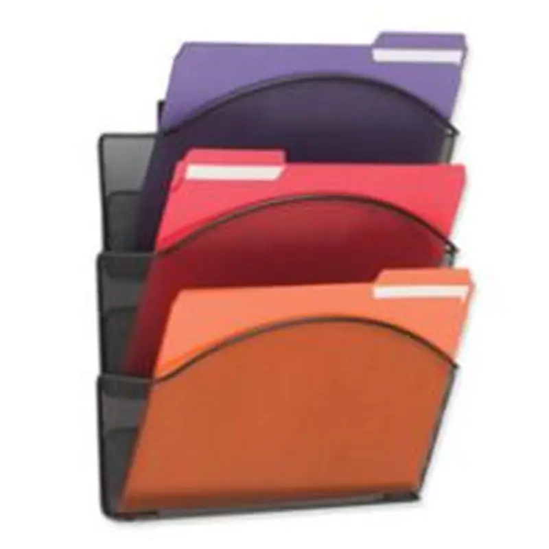 Safco Onyx Mesh Letter-Size Triple Wall Pocket, 17 1/4"H x 12"W x 3 1/4"D, Black