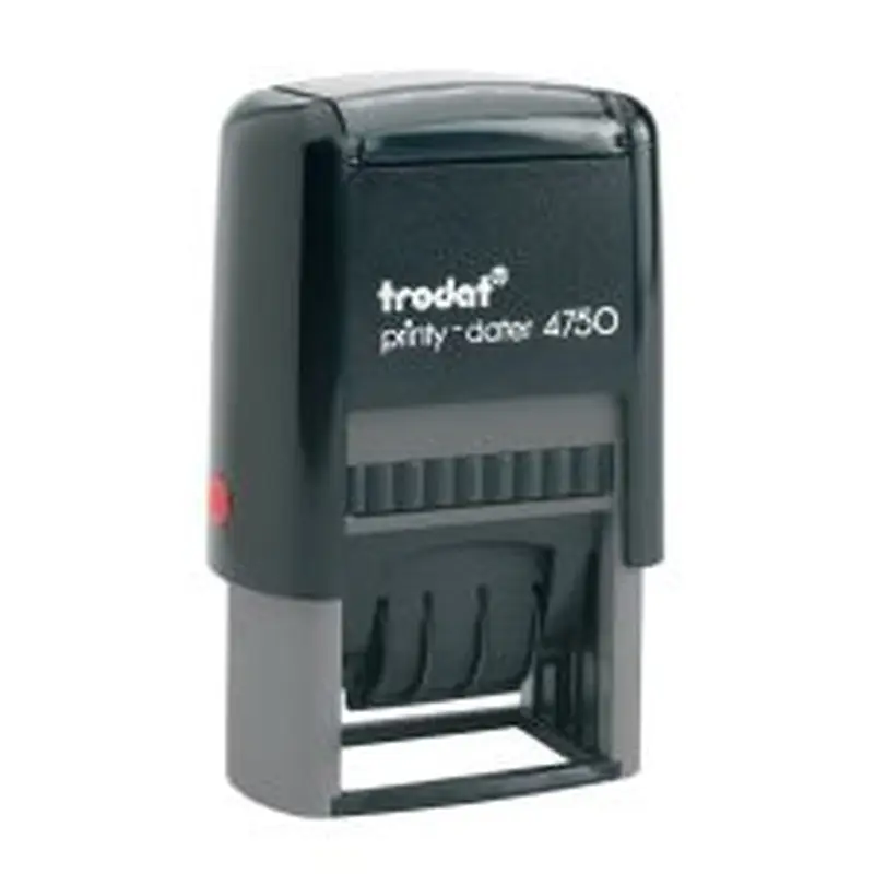 Trodat Self-Inking Stamp, Date/Message, "RECEIVED", 1" x 1 5/8", 65% Recycled, Red/Blue