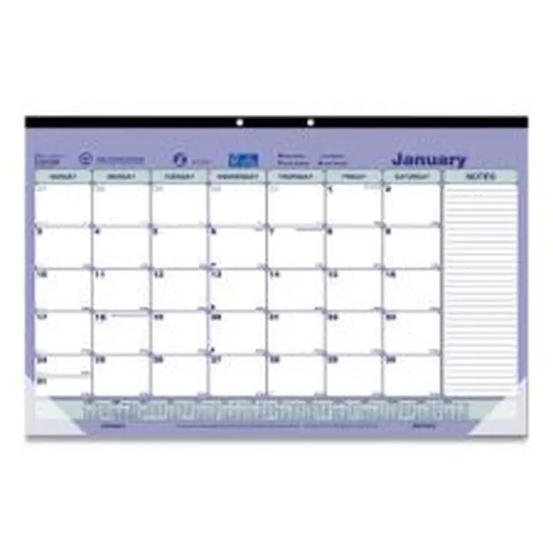Brownline Monthly Desk Pad Calendar, 17.75 x 10.88, White/Blue/Green Sheets, Black Binding, Clear Corners, 12-Month (Jan to Dec): 2026
