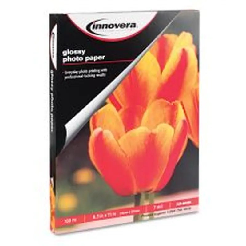 Innovera Glossy Photo Paper, 7 mil, 8.5 x 11, Glossy White, 100/Pack