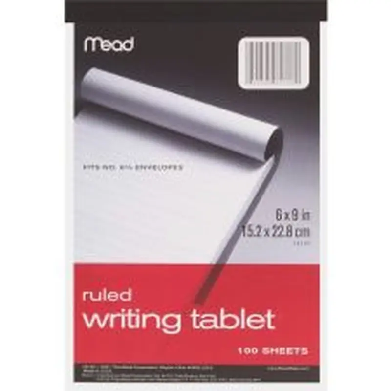 Mead Ruled Writing Tablet - 100 Sheets - Ruled Front Ruling - 20 lb Basis Weight - 6" x 9" Sheet Size - White Paper - 1 Each