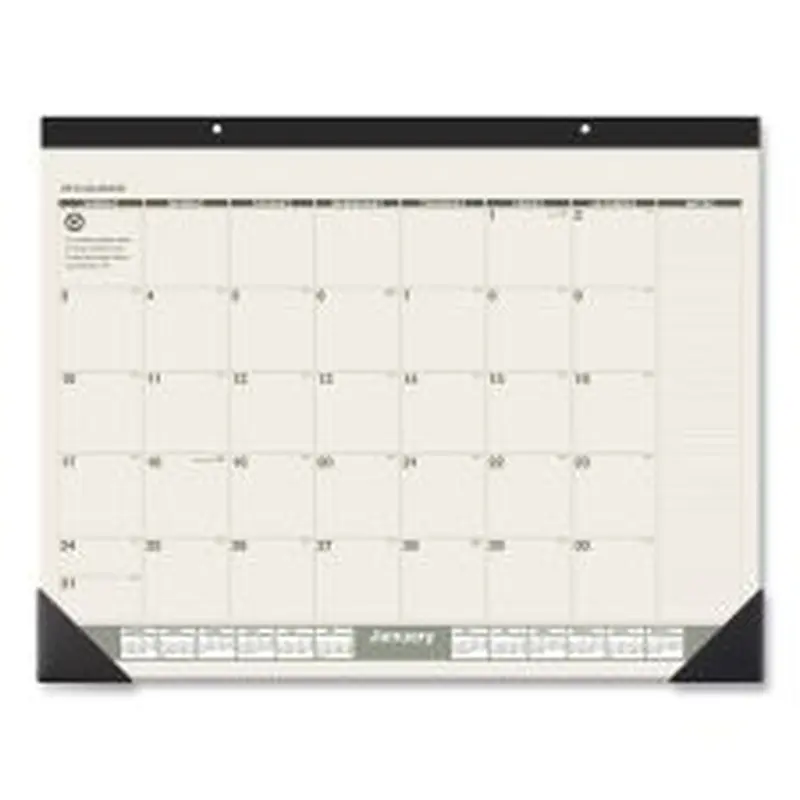 AT-A-GLANCE Recycled Monthly Desk Pad, 22 x 17, Sand/Green Sheets, Black Binding, Black Corners, 12-Month (Jan to Dec): 2026