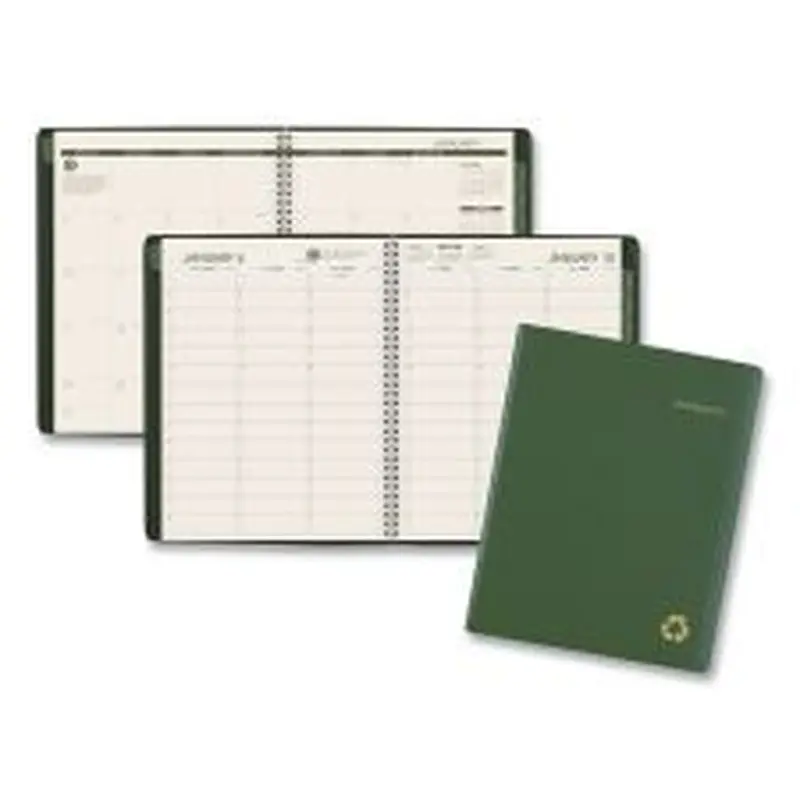 AT-A-GLANCE Recycled Weekly Vertical-Column Format Appointment Book, 11 x 8.25, Green Cover, 12-Month (Jan to Dec): 2026