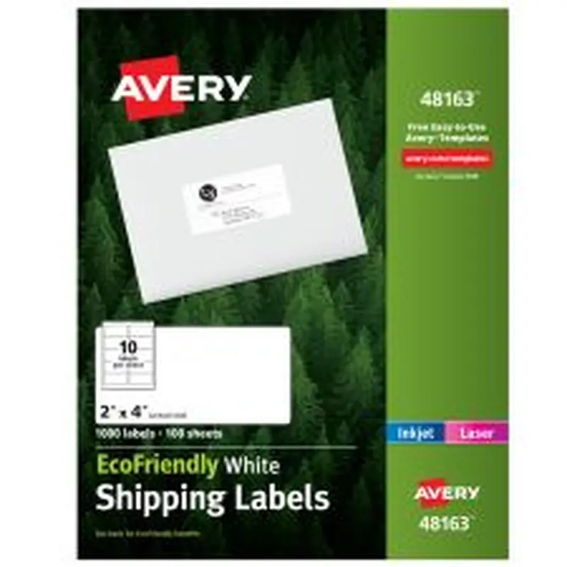 Avery EcoFriendly Shipping Labels, 2" x 4" , 1,000 Labels (48163)