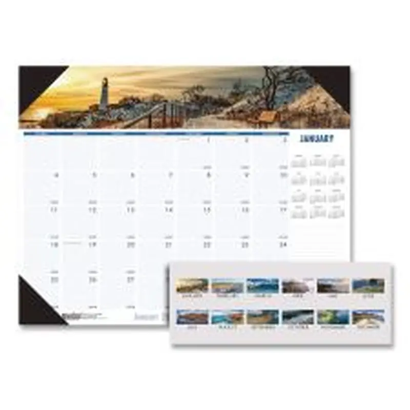 House of Doolittle Earthscapes Recycled Monthly Desk Pad Calendar, Coastlines Photos, 22 x 17, Black Binding/Corners,12-Month (Jan-Dec): 2026