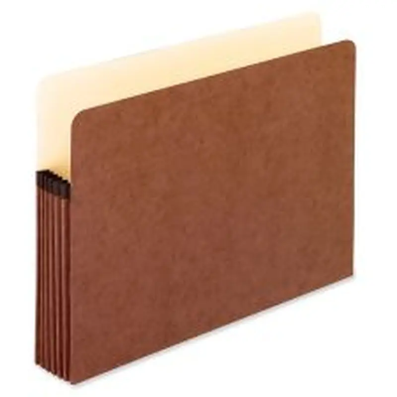 Pendaflex Extra-Strong Acid-Free File Pockets, Letter Size, 5 1/4" Expansion, 30% Recycled, Red, Box Of 50