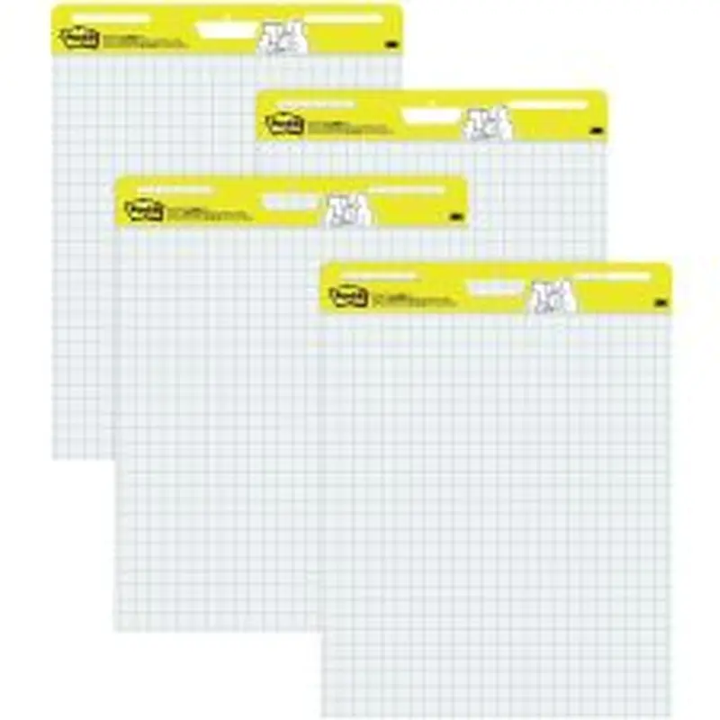 Post-it Super Sticky Easel Pads, 25" x 30", 4 Pads, 30 Sheets/Pad, Back to School Supplies for Classrooms, Blue Grid, White